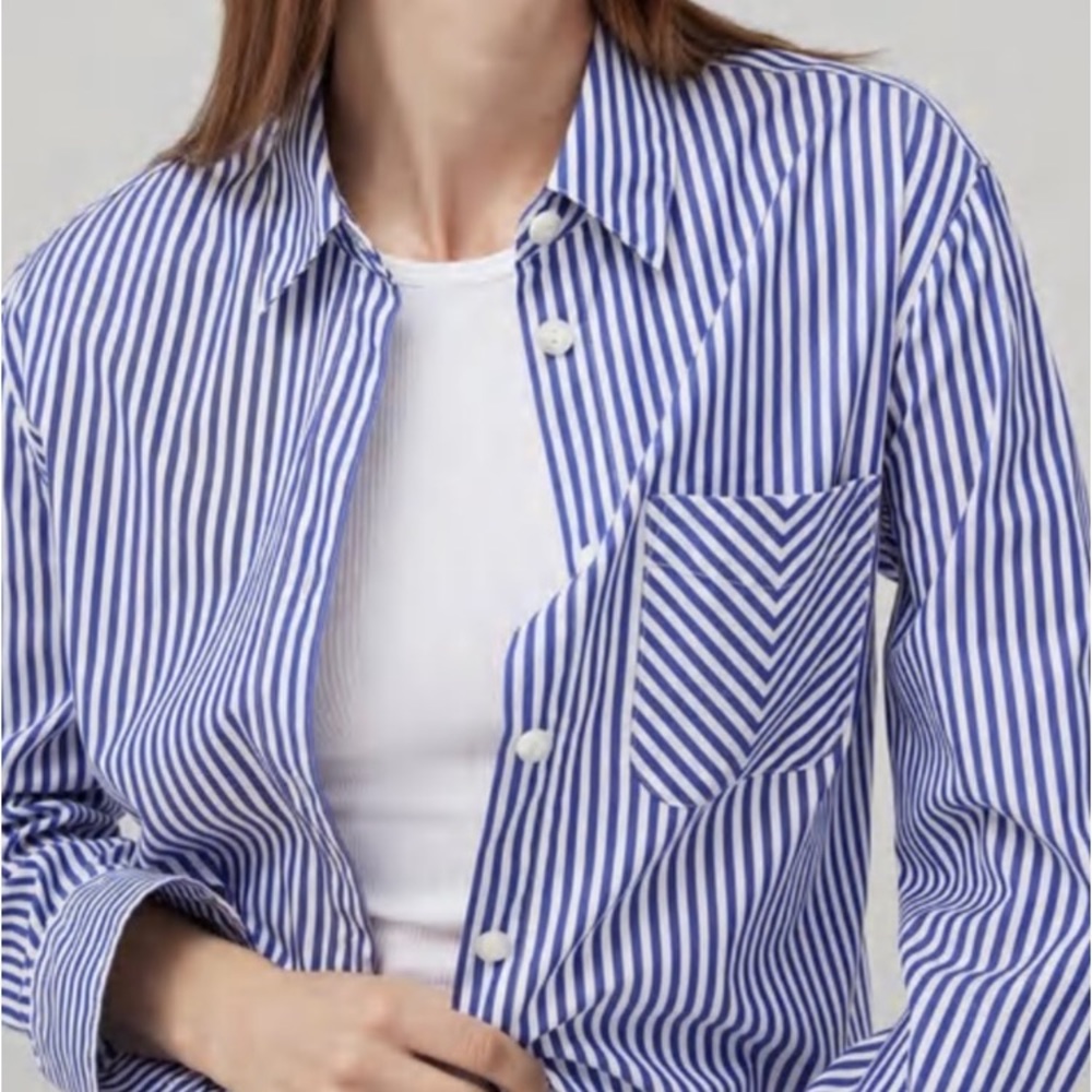 Rag & Bone size small blue white stripe Maxine blouse.